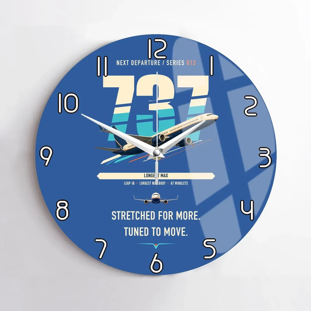 Boeing 737 MAX 10 design on blue no frame wall clock