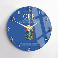 Thumbnail for Gerald R. Ford International Airport Grand Rapids (GRR) design on blue no frame wall clock