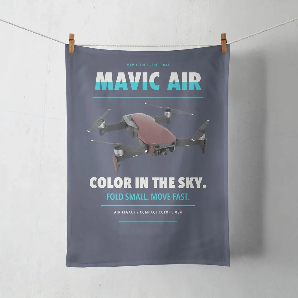 DJI Mavic Air design on navy blue towel