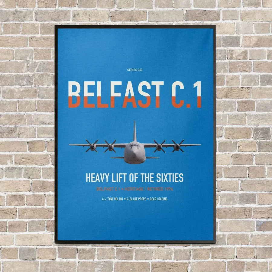 Short Belfast C.1 vertical canvas print - framed - turquoise background