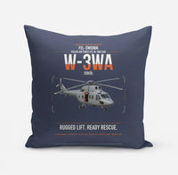 Thumbnail for PZL-Świdnik W-3WA Sokół design on navy blue pillow
