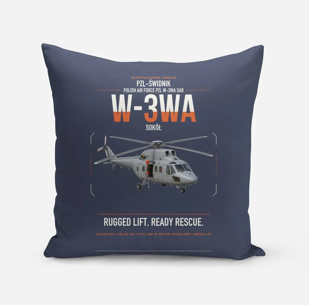 PZL-Świdnik W-3WA Sokół design on navy blue pillow