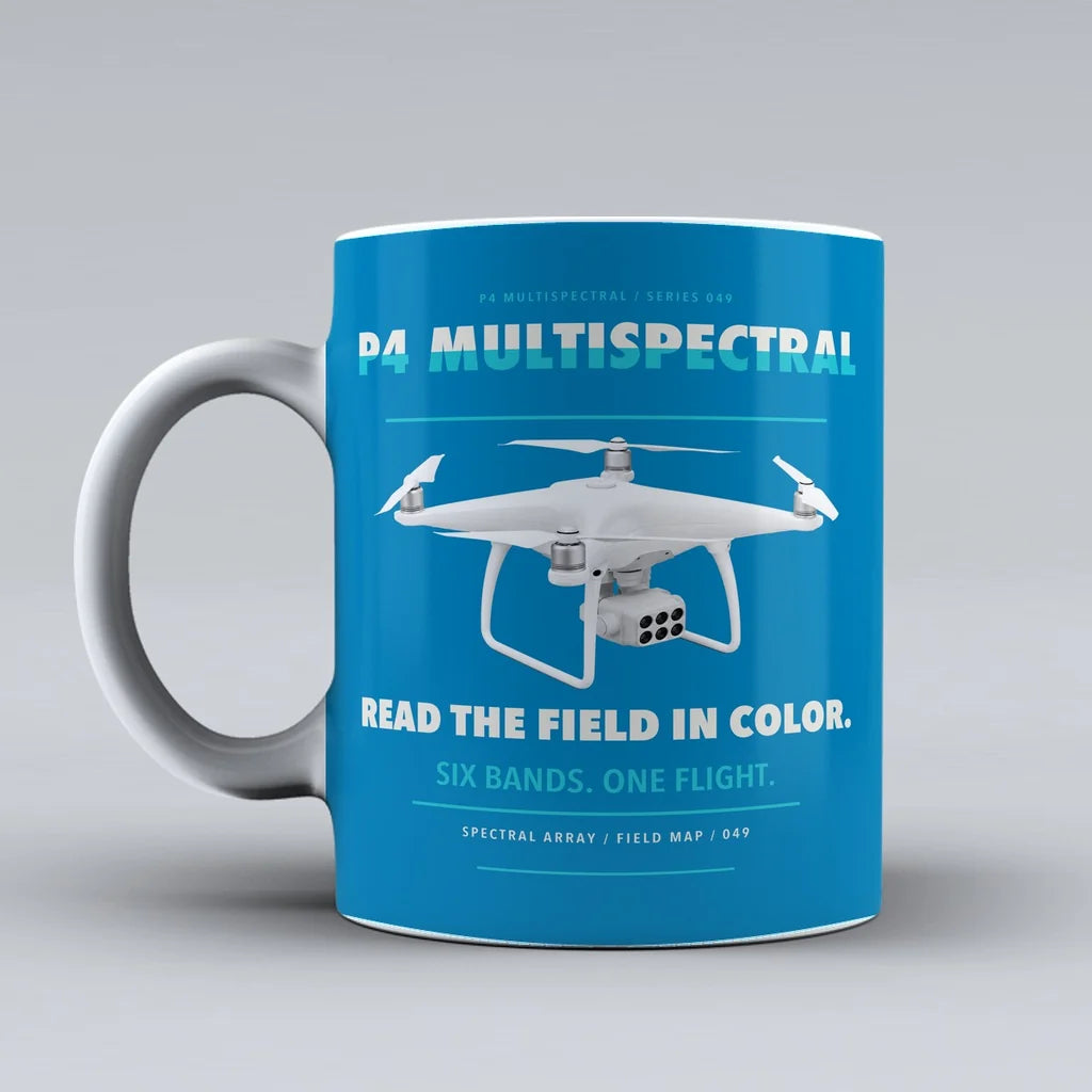P4 Multispectral Mug design on turquoise dji