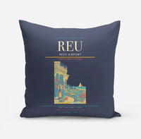 Thumbnail for Reus Airport (REU) design on navy blue pillow