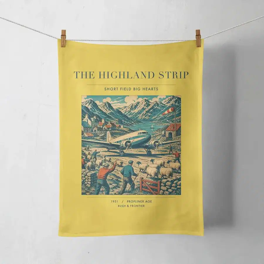 VINTAGE G4097 - The Highland Strip - Designed Towels design on yellow