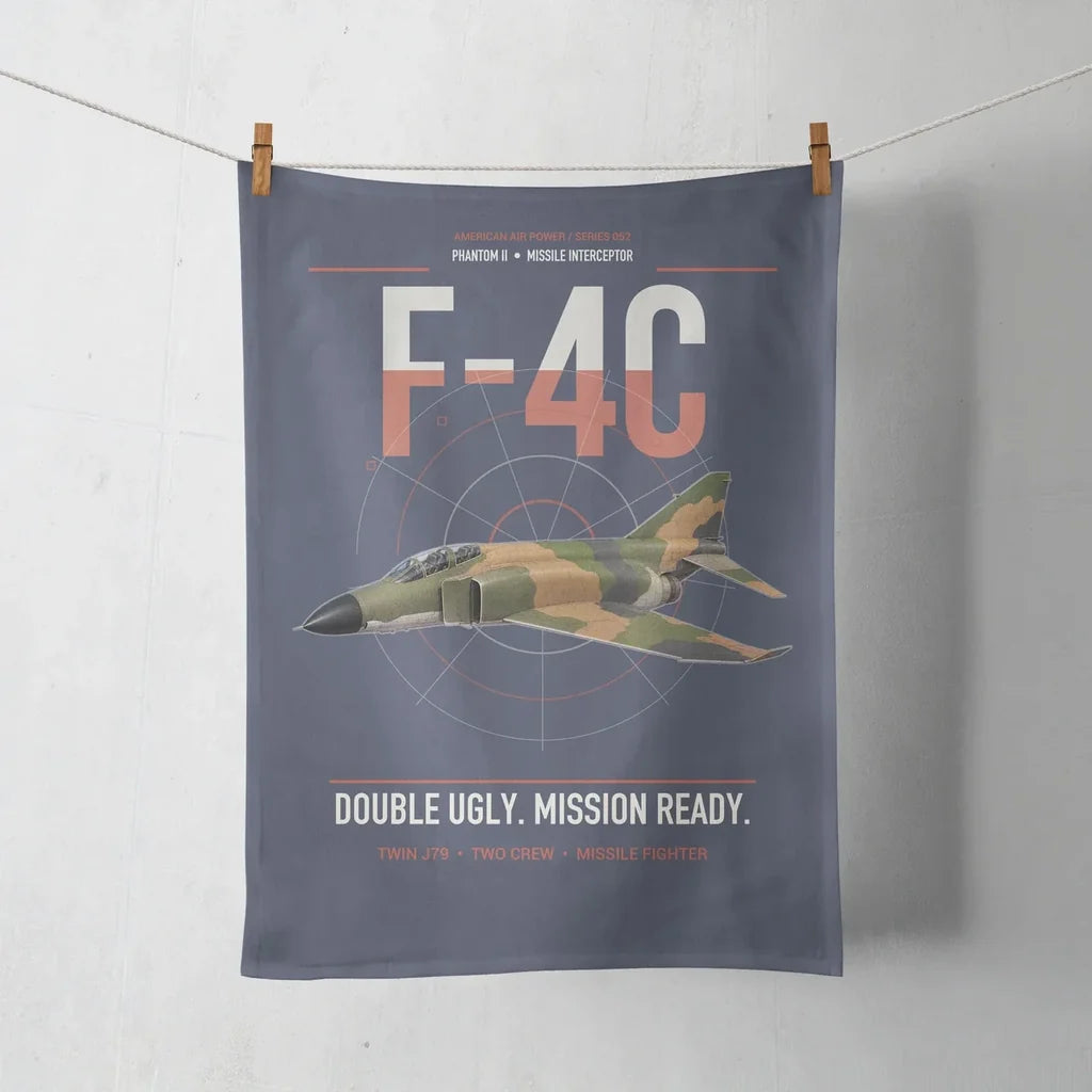 F-4C Phantom II design on navy blue towel