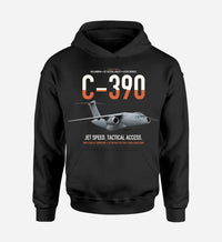 Thumbnail for C-390 Millennium design on black double-side hoodie, single-side print