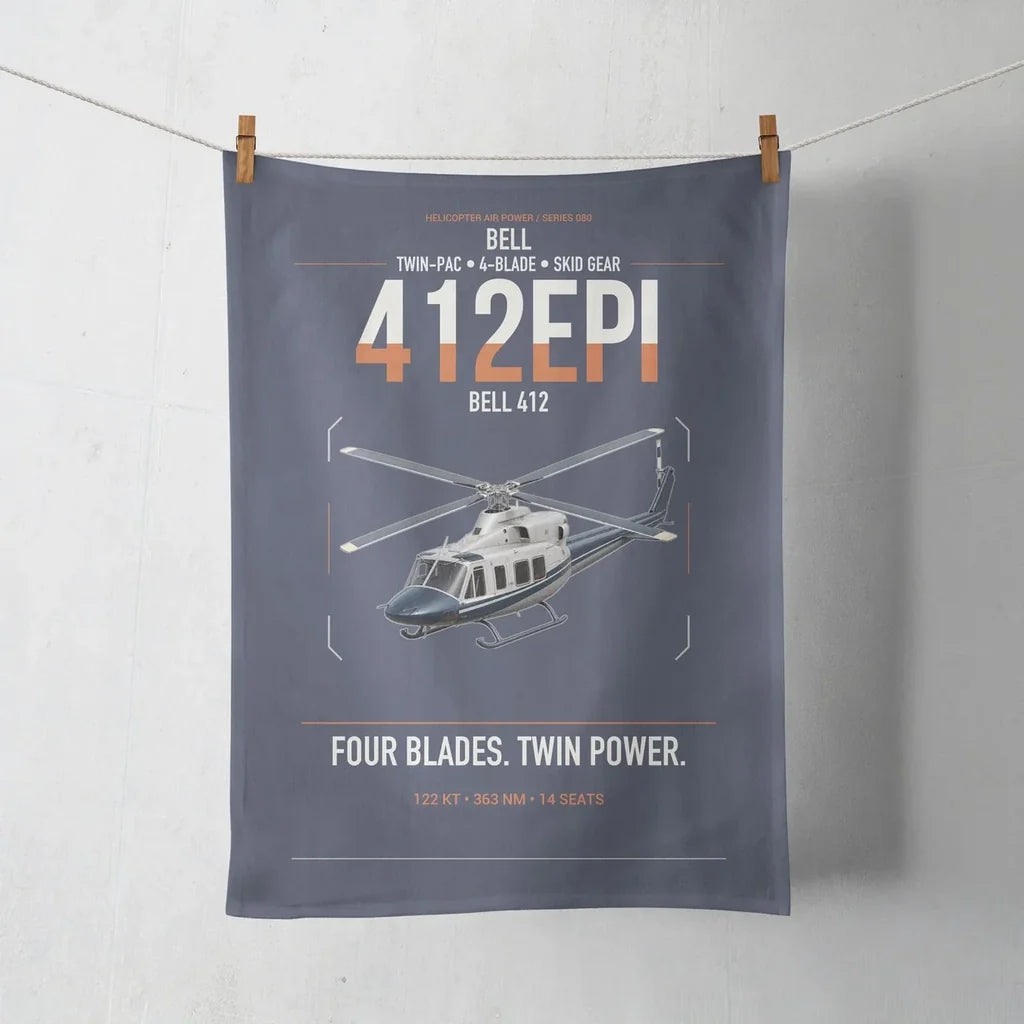 Bell 412EPI design on navy blue towel