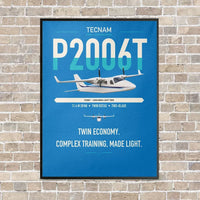 Thumbnail for Tecnam P2006T vertical canvas print - framed - turquoise background