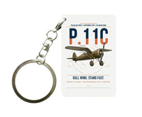 Thumbnail for PZL P.11c design on white designed key chain, double-side print