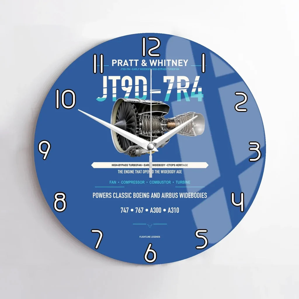 JT9D-7R4 design on blue no frame wall clock