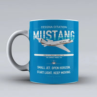 Thumbnail for Cessna Citation Mustang design on turquoise ceramic mug, double-side print