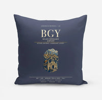 Thumbnail for Milan Bergamo Airport (BGY) design on navy blue pillow