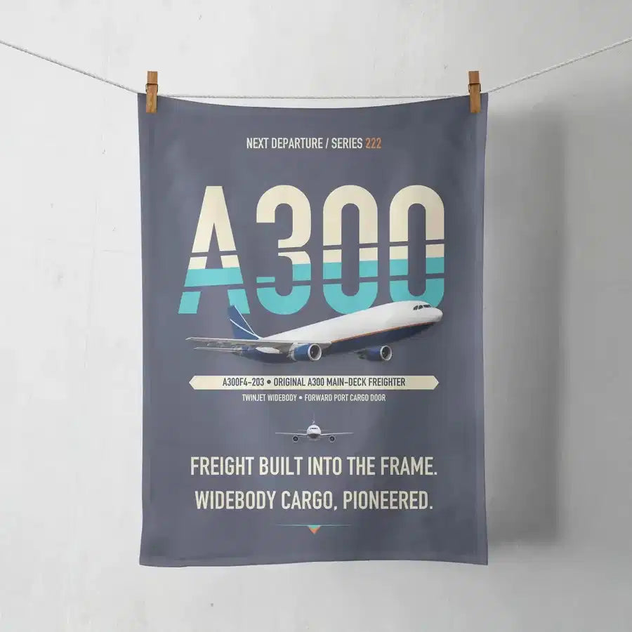 Airbus A300F4-203 design on navy blue towel