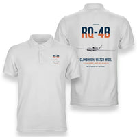 Thumbnail for RQ-4B Global Hawk design on white double-side polo t-shirt, double-side print