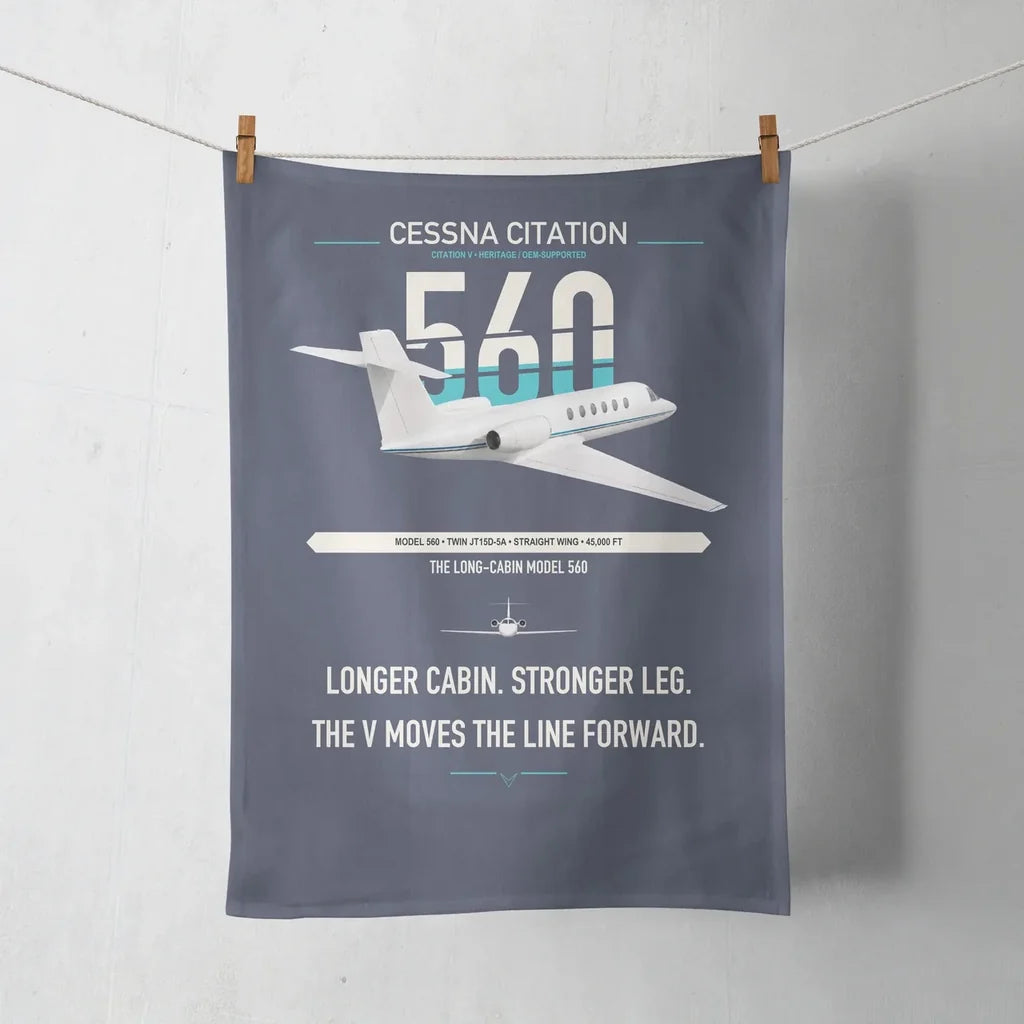 Cessna Citation 560 - Citation V design on navy blue towel