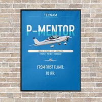 Thumbnail for Tecnam P-Mentor vertical canvas print - framed - turquoise background