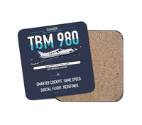 Thumbnail for Daher TBM 980 design on navy blue 1 piece coaster