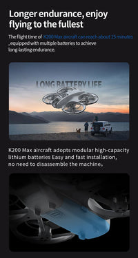 Thumbnail for K200 Brushless Drone: Screen Remote, Optical Flow Positioning & Colorful LED Full-Protection Quadcopter - view 20