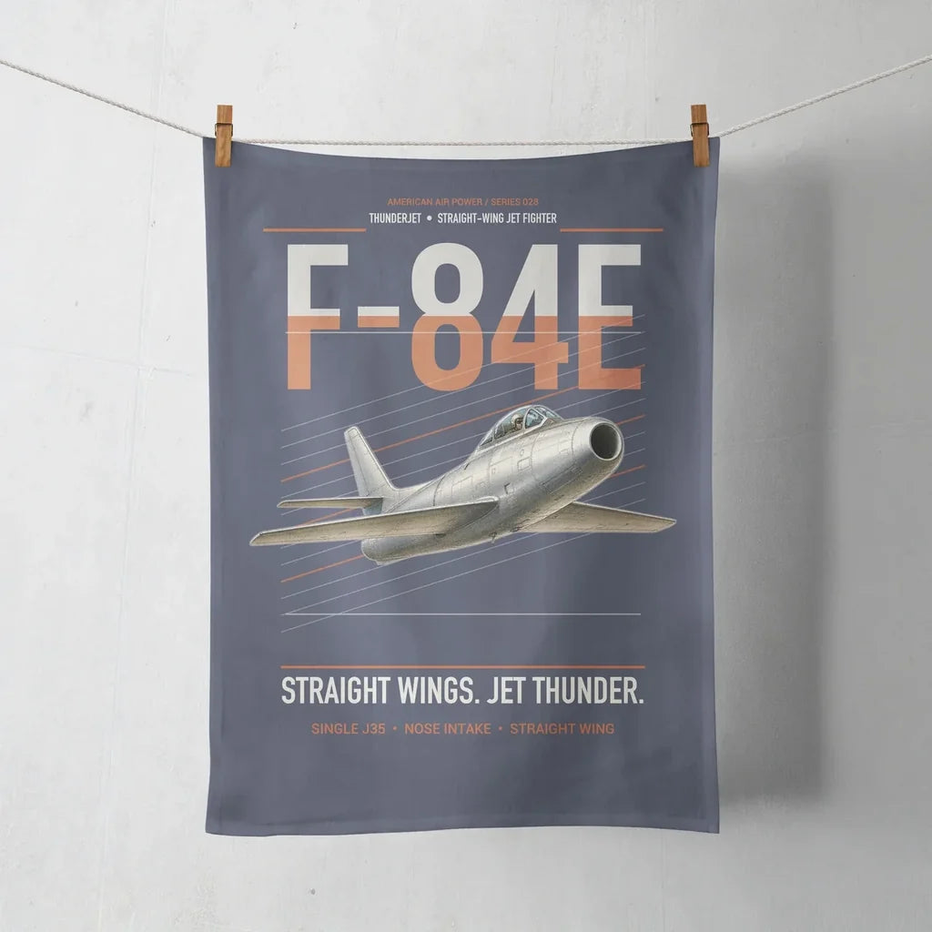 F-84E Thunderjet design on navy blue towel