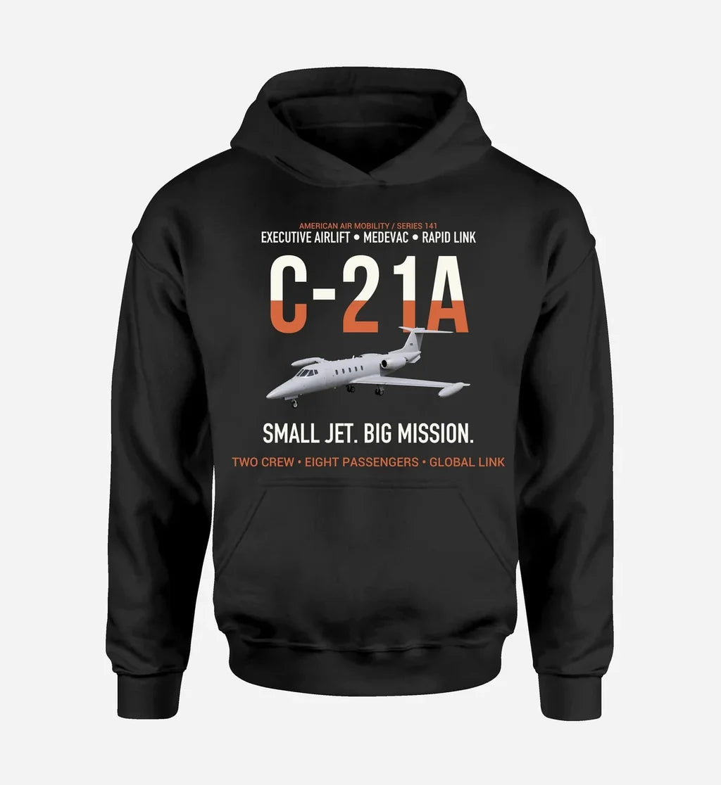 C-21A LEARJET design on black hoodie single side