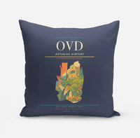 Thumbnail for Asturias Airport (OVD) design on navy blue pillow