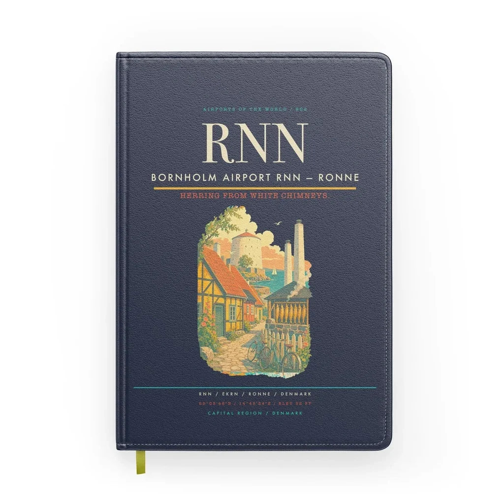 Bornholm Airport (RNN) design on navy blue notebook