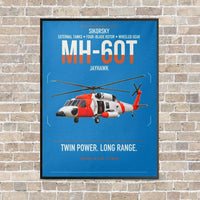 Thumbnail for Sikorsky MH-60T Jayhawk vertical canvas print - framed - turquoise background