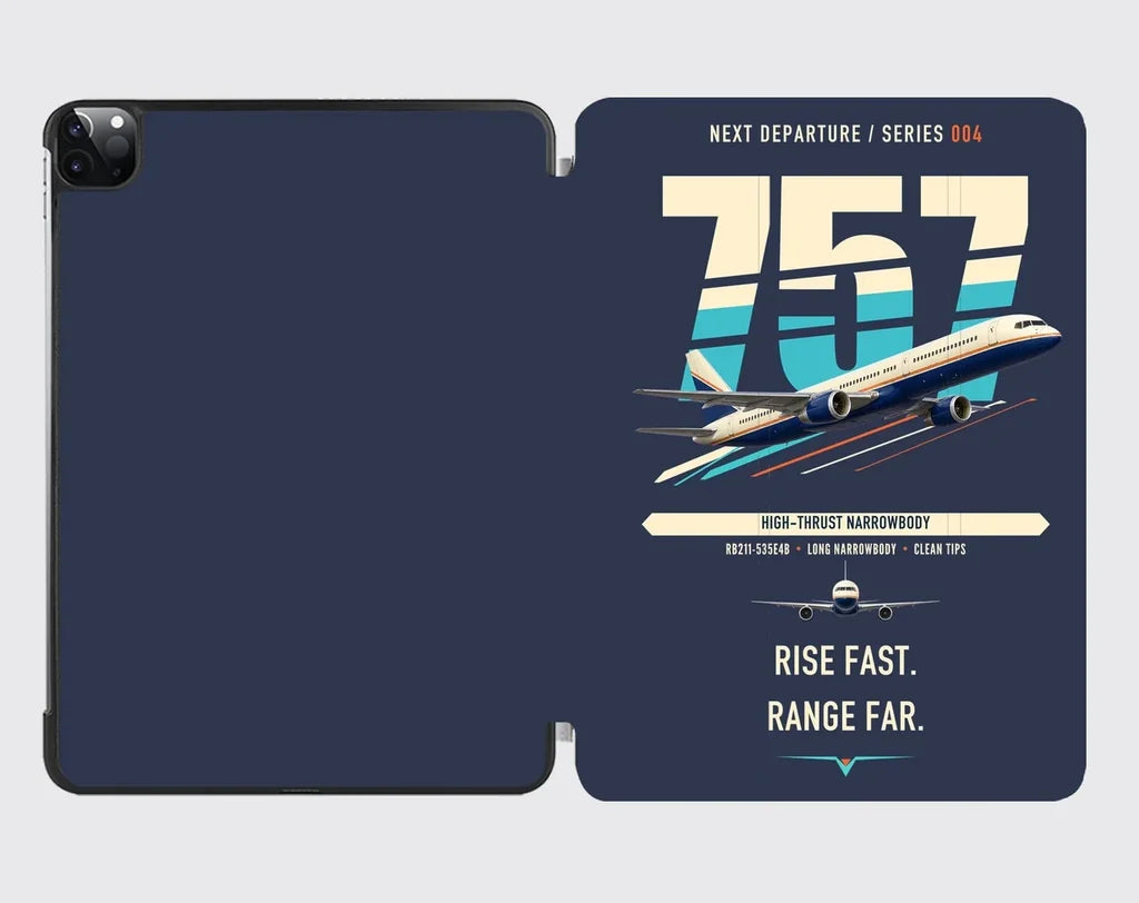 Boeing 757-200 design on navy blue ipad tablet case