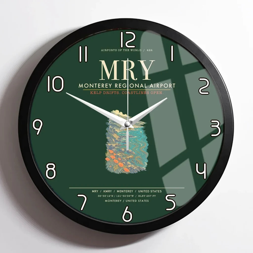 Monterey Regional Airport MRY Wall-Clock Framed - Dark Green