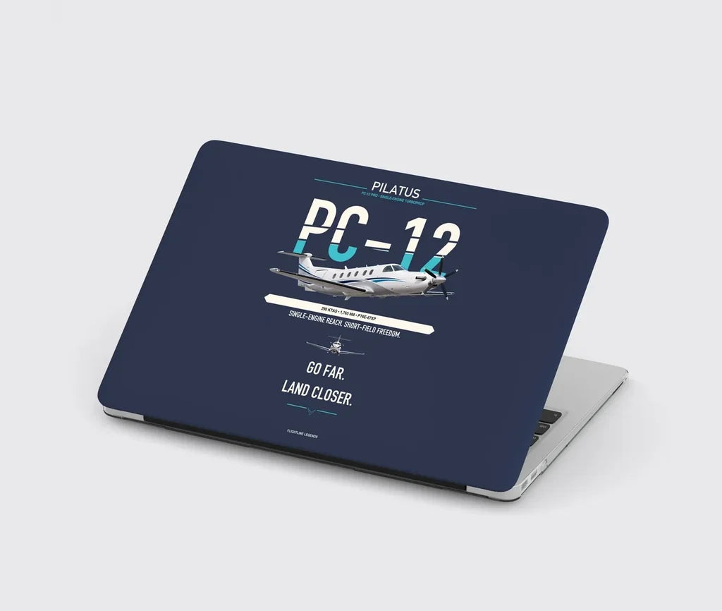 Pilatus PC-12 PRO design on navy blue MacBook case