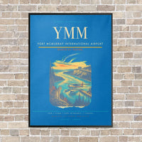Thumbnail for Fort McMurray International Airport YMM vertical canvas print - framed - turquoise background
