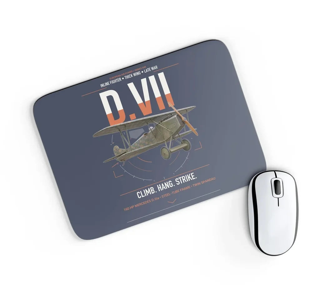 Fokker D.VII design on navy blue rectangle mouse pad