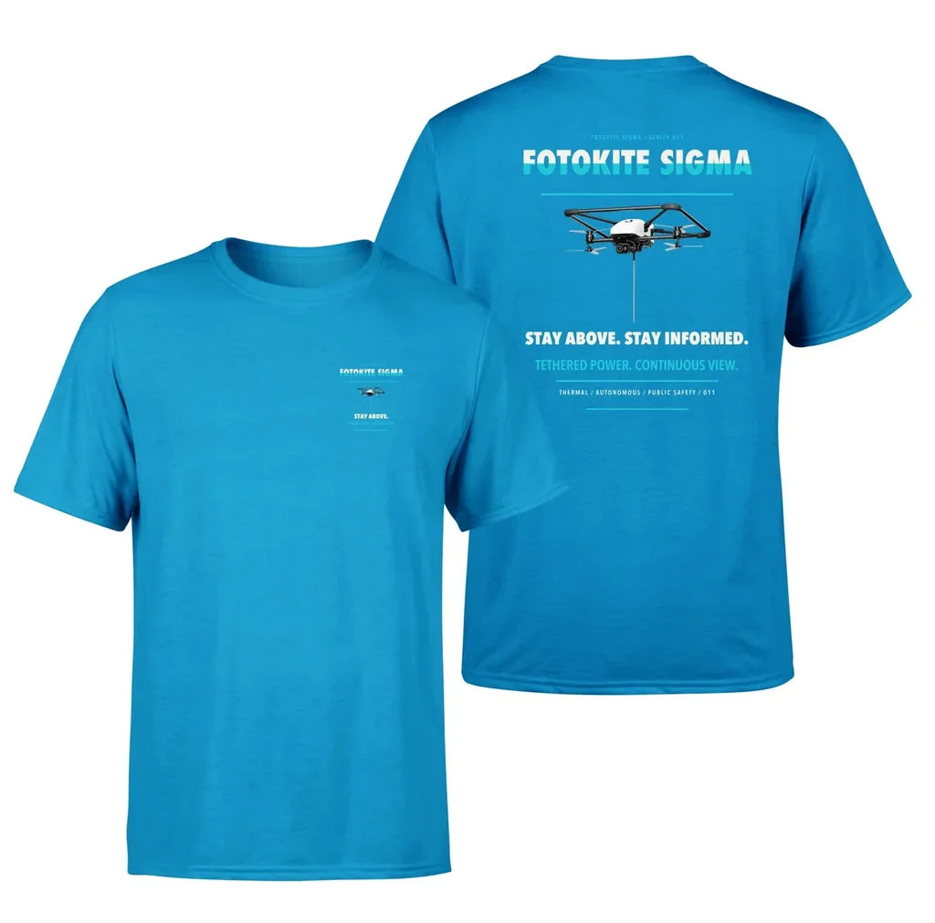 Fotokite Sigma design on turquoise t shirt