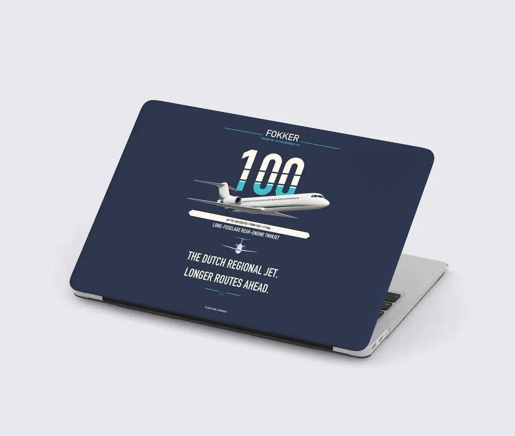 Fokker 100 design on navy blue MacBook case