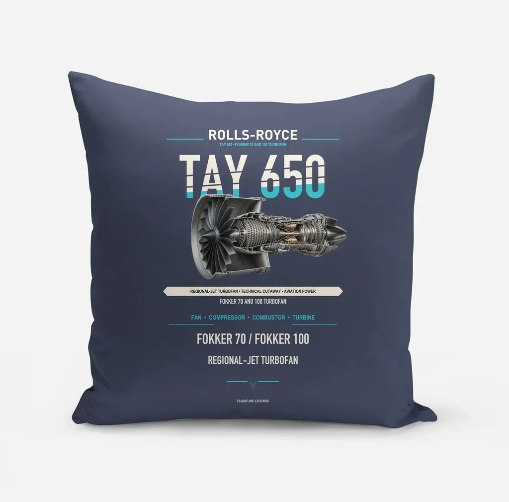 TAY 650 design on navy blue pillow