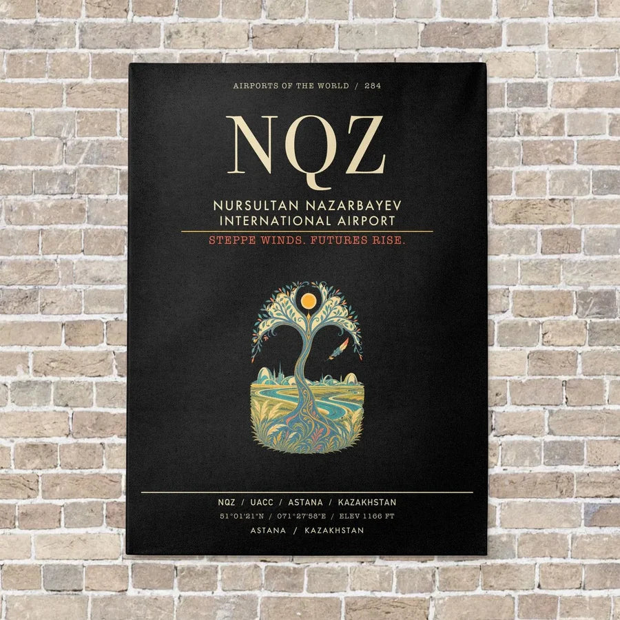 Nursultan Nazarbayev International Airport Astana NQZ - Canvas Framed - Black