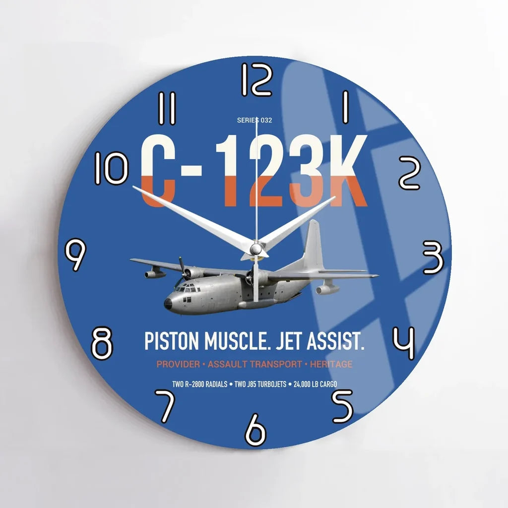 C-123K Provider design on blue no frame wall clock