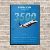 Thumbnail for Bombardier Challenger 3500 vertical canvas print - framed - turquoise background