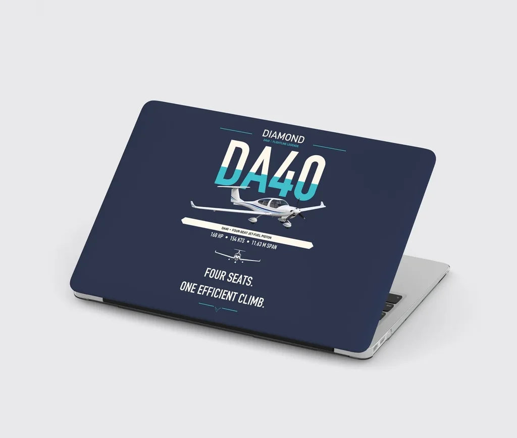 Diamond DA40 design on navy blue MacBook case