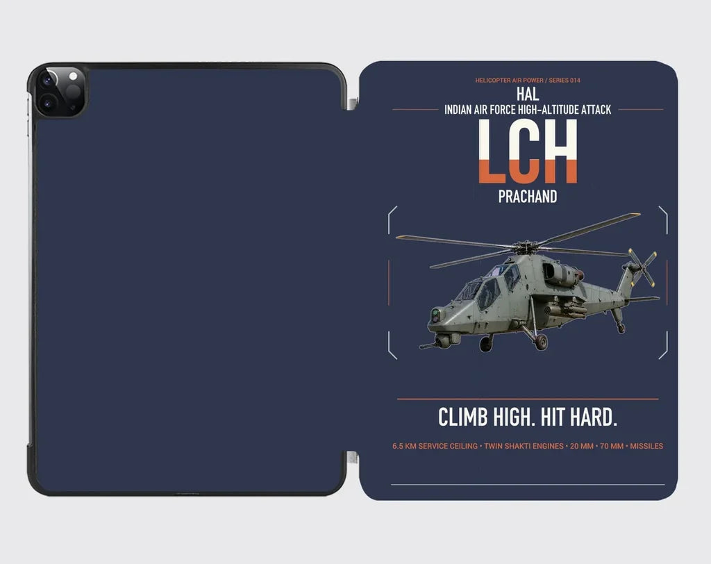 HAL LCH Prachand design on navy blue ipad tablet case