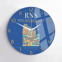 Thumbnail for Rennes–Saint-Jacques Airport (RNS) design on blue no frame wall clock