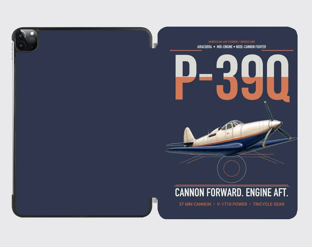 P-39Q Airacobra design on navy blue ipad tablet case