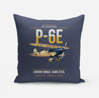 Thumbnail for Curtiss P-6E Hawk design on navy blue pillow