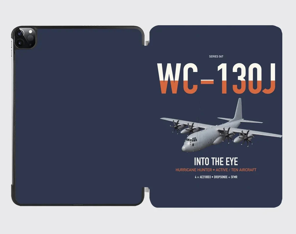 WC-130J Hurricane Hunter design on navy blue ipad tablet case