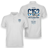 Thumbnail for Cessna 152 design on white double-side polo t-shirt, double-side print
