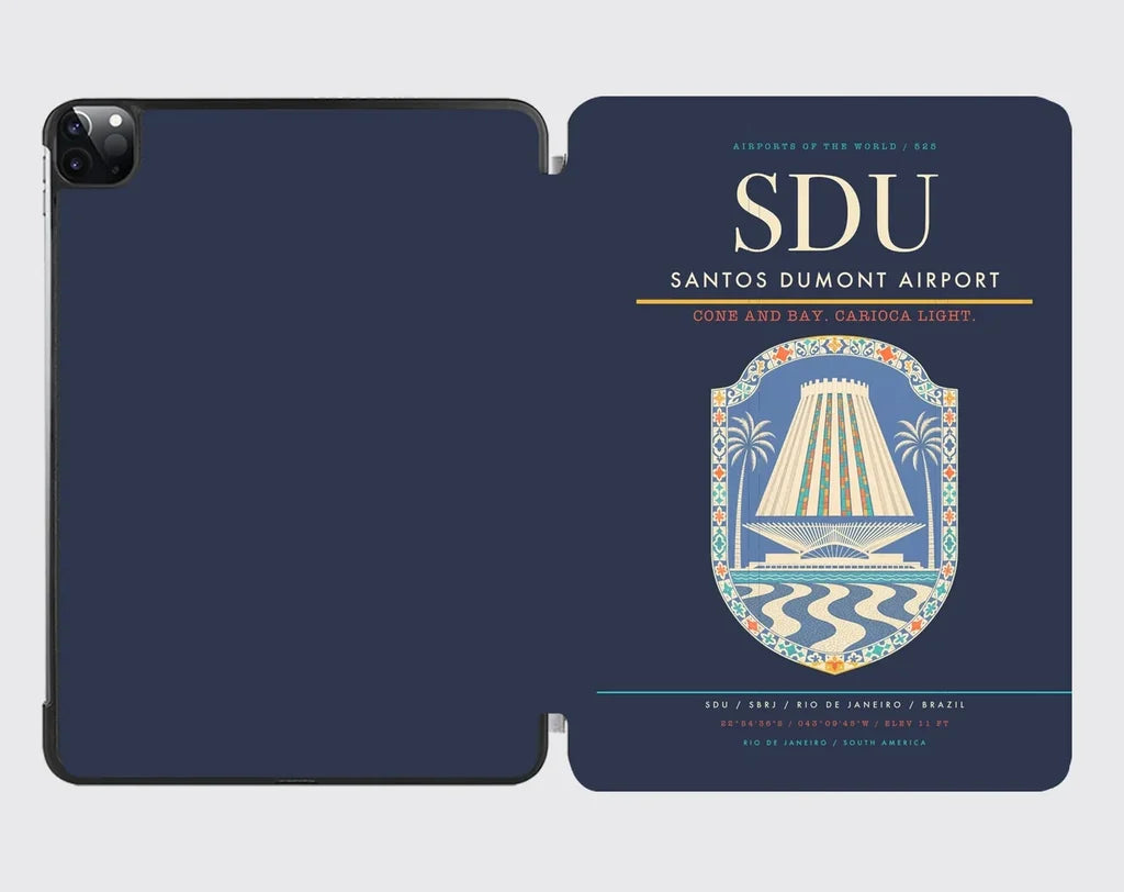 Santos Dumont Airport (SDU) design on navy blue ipad tablet case