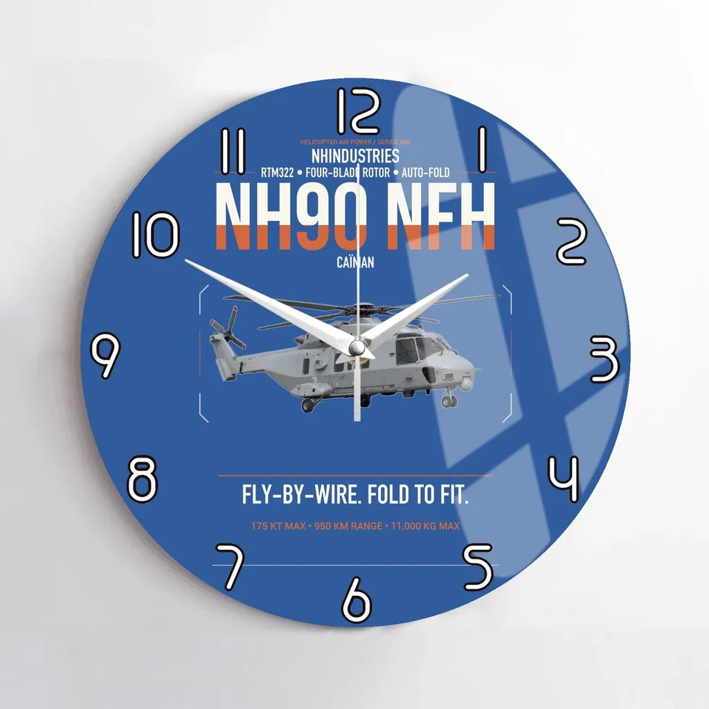 NHIndustries NH90 NFH Caïman design on blue no frame wall clock