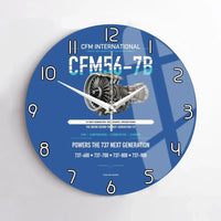 Thumbnail for CFM56-7B design on blue no frame wall clock