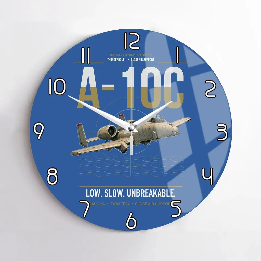 A-10C Thunderbolt II design on blue no frame wall clock